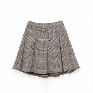 Gray Plaid Pleated Skirt