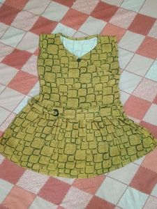 Girls Yellow Patterned Dress