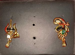 Shiva &amp; Krishna Divine Symbols Gold Pendant Set