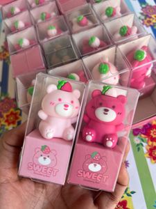 Sweet Strawberry Bear Erasers