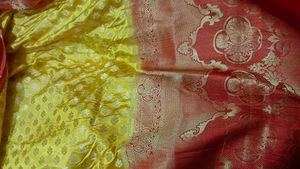 Beautiful Yellow Saree Red Border Silk