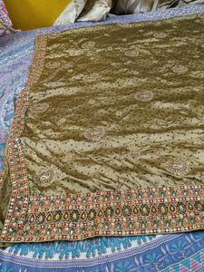 Elegant Green-Golden Saree