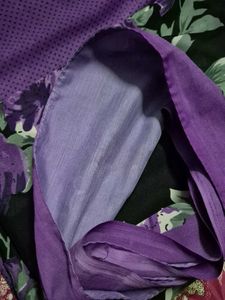 Purple And Black Flower Design Saree