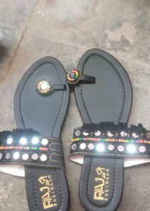Stylish Flats with Mirror Work