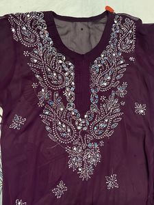 💜Purple Lucknowi Embellished Kameez Dupatta 💜