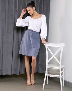 Chic Blue Button-Front Skirt