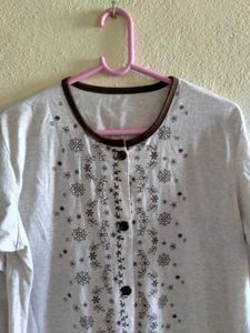 Embellished Button-Down Top