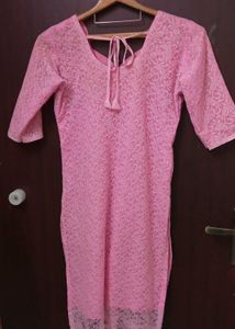 Elegant Pink Net Kurti