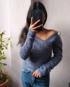 Fluffy Blue Sweater