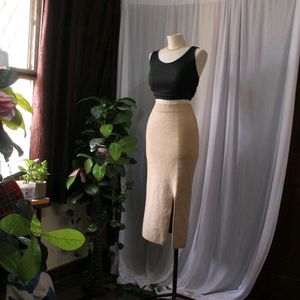 Elegant Beige Pencil Skirt