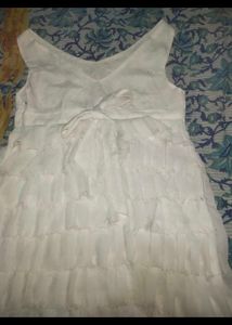 Women Frill Dress White Short