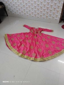 Pink & Gold Anarkali Dress