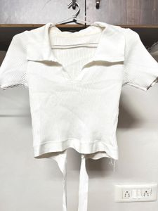 White Ribbed Tie-Back Top🤍🤍