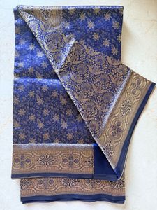 Unused Nevi Blue Silk Saree