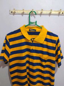 Striped Polo Shirt - Blue and Yellow