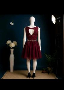 sale🥀❤️ Maroon Lace Fit &amp; Flare Dress