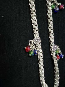 Silver Anklets with Colorful Beads