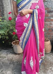 Elegant Pink Saree , diamond work