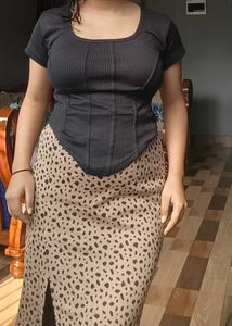 Animal Print Midi Skirt and top