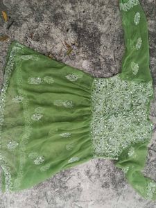 Green Embroidered Sheer Top