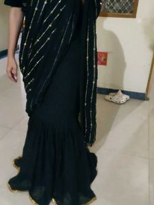 New Black Fishcut Designer Lehenga With Saree Styl
