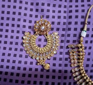Necklace, Jhumka And Maangtika Set