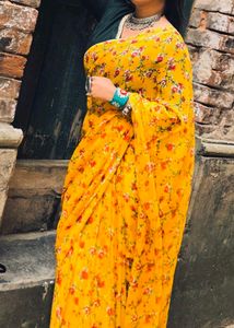 Yellow Floral Saree