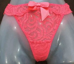 Coral Lace Thong with Bow 💚