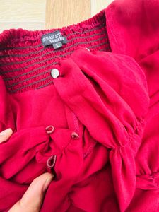 Red High Neck Top