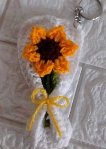 Sunflower Crochet Keychain