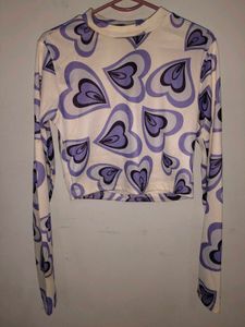 Heart Print Crop Top (Lavender)