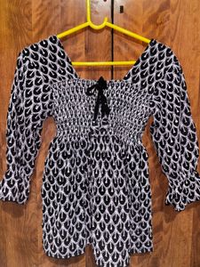 Beautiful Embroidered Black & White Top