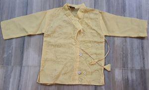 Light Cream Yellow Boys Cotton Dhoti &amp; Kurta Set