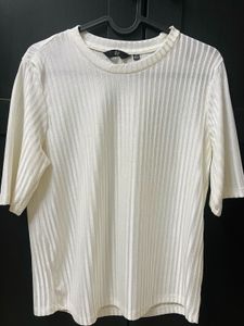 White Round Neck Top