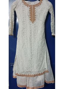 White Embroidered Sharara Set