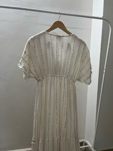 Ruffled Tiered detail BOHO Maxi with gold thread