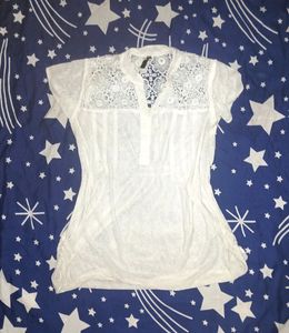 White Semi Transparent Lace Top