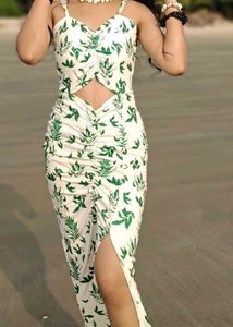 Leaf Print Cutout Bodycon Dress