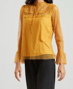 Mustard Mesh FlareTop