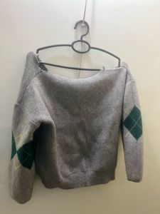 Argyle Pattern Grey Pullover