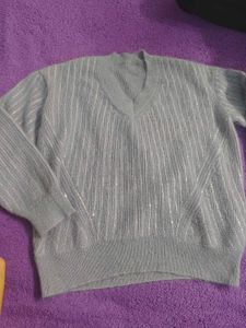 Sparkly V-Neck Knit Sweater