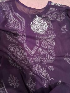 Purple Embroidered Kurti