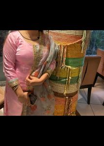 Baby Pink Morden Silk Pure Dress Punjabi Salwar