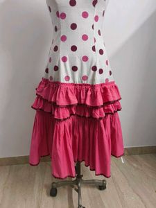 Pink Polka Dot Ruffled Dress