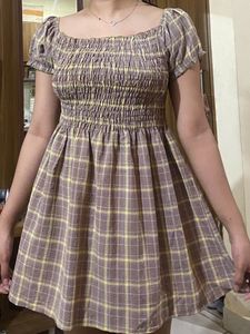 Sleeve Paid Ruffle Mini Dress