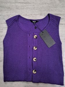 Nuon Cute Purple Ribbed Top/Vest Sweater