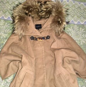 McGinn Wool Cape with Fur Hood