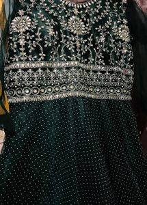 Beautiful Party Wear Green Gown