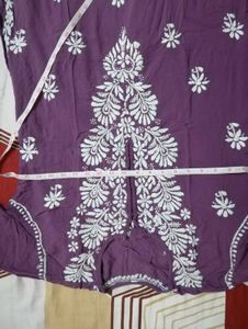 Pure chickenkari Embroidered Purple Kurta