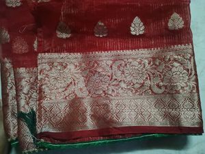 Organza Saree With Stitched Boluse